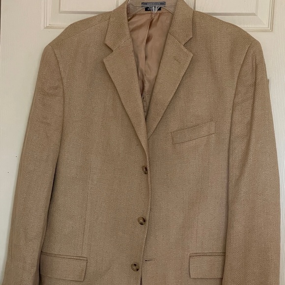 Men’s Beige Sports Jacket 100% Silk Size: 44R - Picture 1 of 5